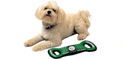 Pets First NFL Football Field DOG TOY with Squeaker. - PITTSBURGH STEELERS - For Tug, Toss, and Fetch. - Tough & Durable PET TOY (PIT-3030)