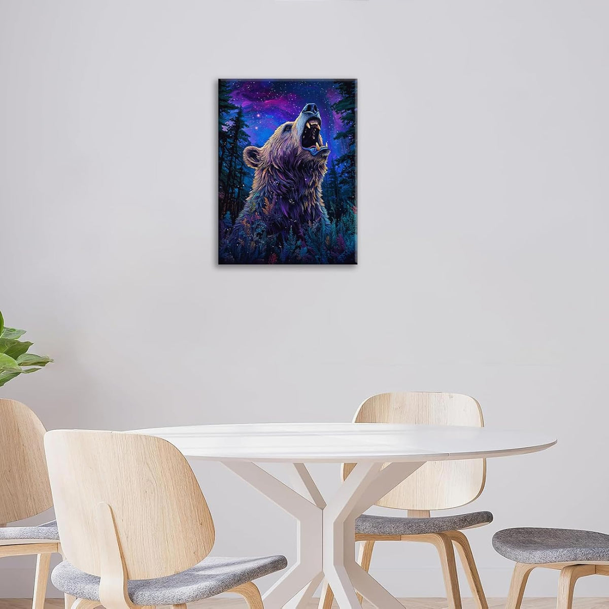 Bear Forest Wall Art Canvas Fantastic Animal Wall Decor Prints Framed Painting Pictures Gifts Artwork for Bathroom Kitchen 12"x16"