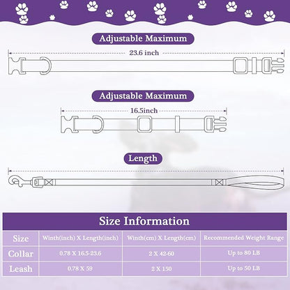 Weewooday 8 Pieces Dog Collar and Leash Set Nylon Adjustable Dog Collars and Leash Personalized Puppy Supplies for Small Medium Large Pet Walking Training, 4 Colors