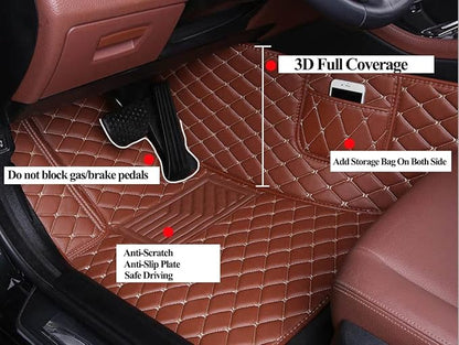 Custom Text + Image Car Mats, One-of-a-Kind Personalized Leather Floor Liners, All-Weather Full Set for Sedan SUV Truck Van(Red)