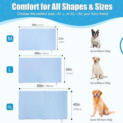 Dog Cooling Mat Self Coolings Foldable Cooling Pad for Dog in Summer Coolings Mat for Dogs and Cats Machine Washable (Rectangle,Blue, X-Large-59 L x 40" W)