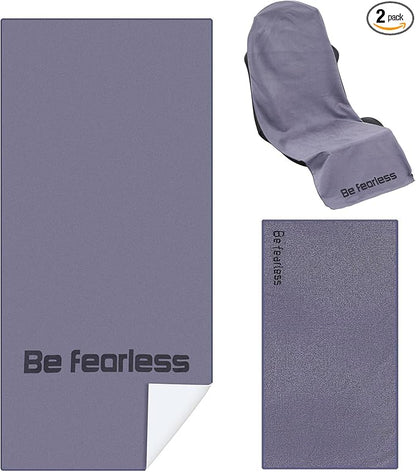 2 Pack Car Seat Towel Cover and Athletic Running Towel with Storage Bags, Sweat Washable Gym Seat Protector Non Slip for Dog Pet Workout Running Outdoor Sport Activities(Pure Gray)