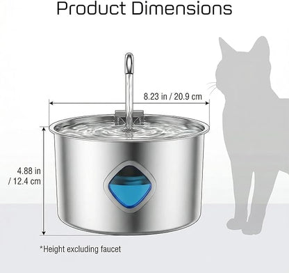 Dog Water Bowl Dispenser, 3.2l Triple Filtration System Circulating Water Flow Quiet Operation Dog Fountain Stainless Steel for Small to Medium-Sized Dogs and Cats & Multi-pet Home(1PCS)