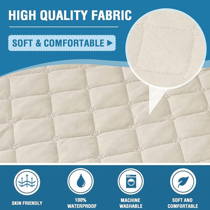 H.VERSAILTEX Sofa Cover, 100% Waterproof Slipcover Furniture Protector, Washable Couch Cover with Non-Skid Backing and Elastic Straps for Kids, Dogs, Pets(Oversized Sofa, Coconut Milk)