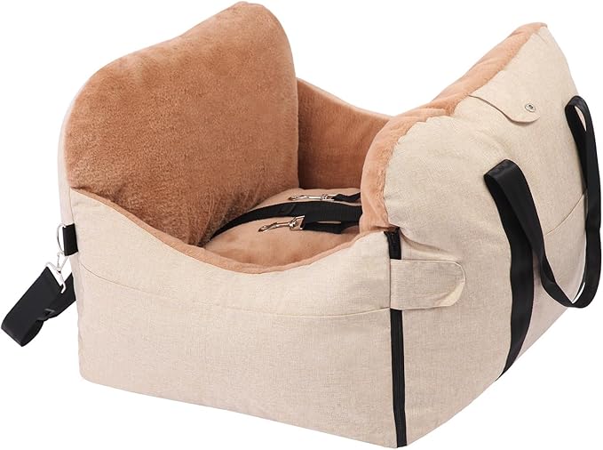 2 in 1 Secure Dog Cat Booster Seat Belt for Car Medium Small Dogs Pelsbarn Bed Safety Beds Cats Carriers Pet Carrier Washable Cover for Back Carseat Puppy Travel Bag Seats Accessories