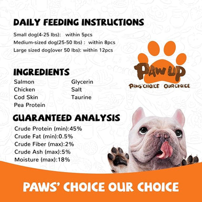 PAWUP Salmon Dog Treats, Healthy Salmon Bites, Dog Jerky Training Treats with Taurine, Rich in Omega-3, 12oz (Smoked Flavor)