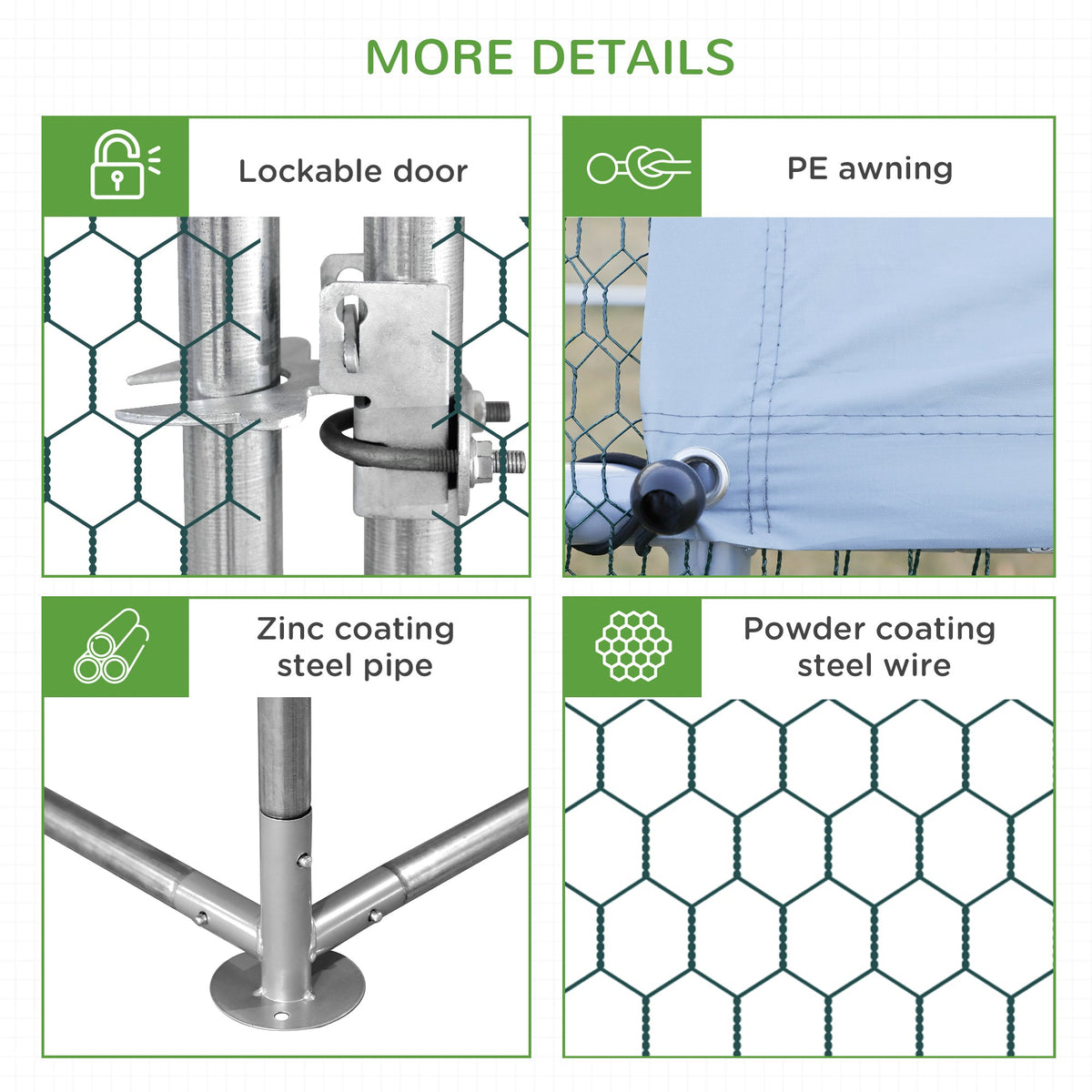 Large Chicken Coop Metal Chicken Run with Waterproof and Anti-UV Cover, Spire Shaped Walk in Fence Cage Hen House for Outdoor and Yard Farm Use, 1" Tube Diameter, 9.8 x 26.2 x 6.6