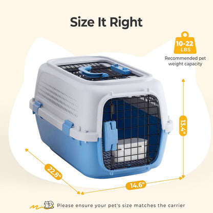 Hard-Sided Dog And Cat Carrier, TSA Airline Approved, For Small To Medium Pets, Travel Crate With Handle, Ventilated Design