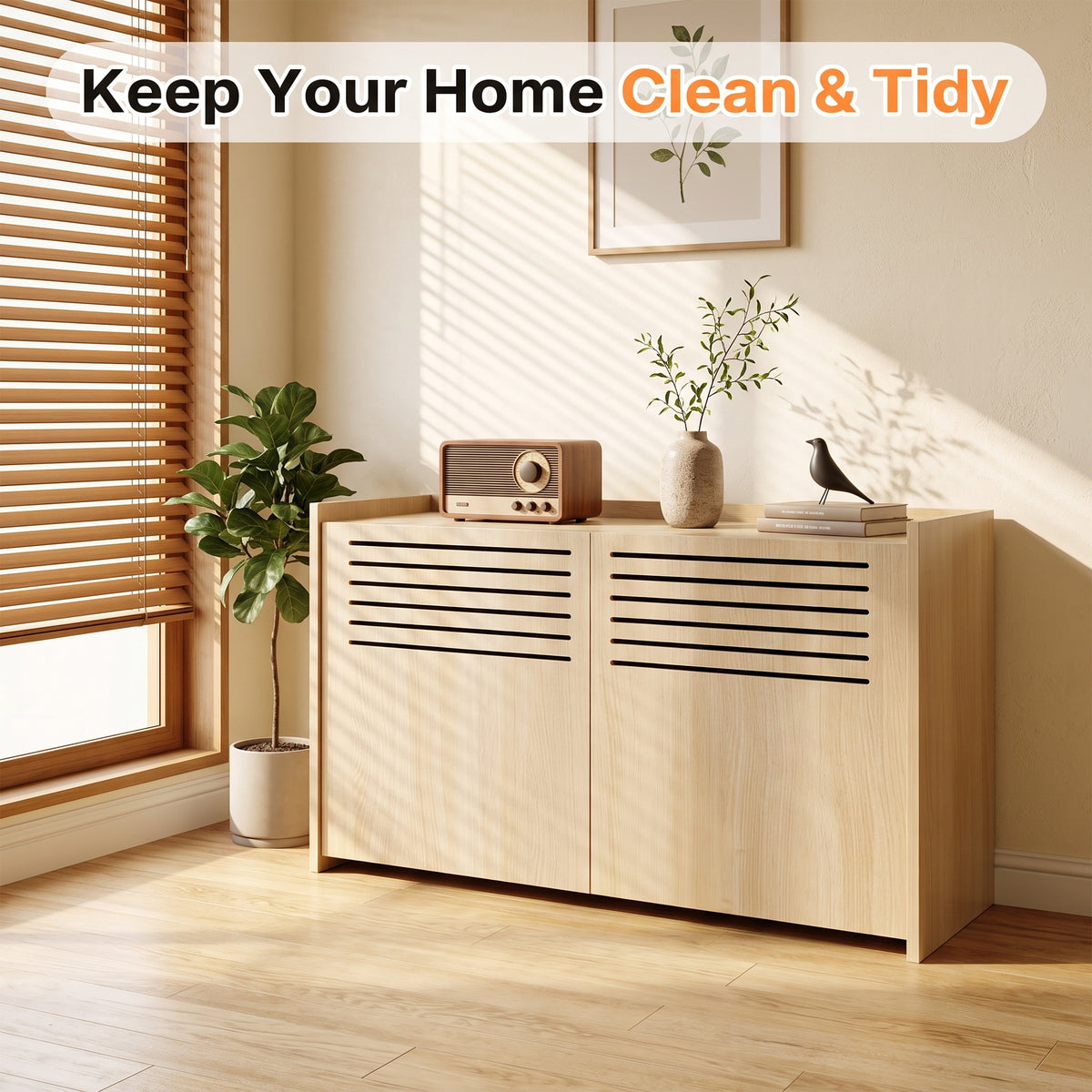 Modern Wooden Cat House with Scratching Pad , Cat Litter Box Enclosure, Spacious Hidden Cat Litter Box -33.46" x 21.06" x 21" , 45.87 lbs