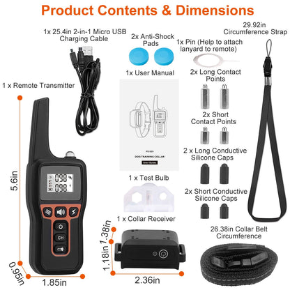 Train Collar OR Receiver Only Options - 3280FT Dog Training Collar IP67 Waterproof Pet Beep Vibration Electric Shock Collar 3 Channels Rechargeable Transmitter Receiver Trainer With Flashlight