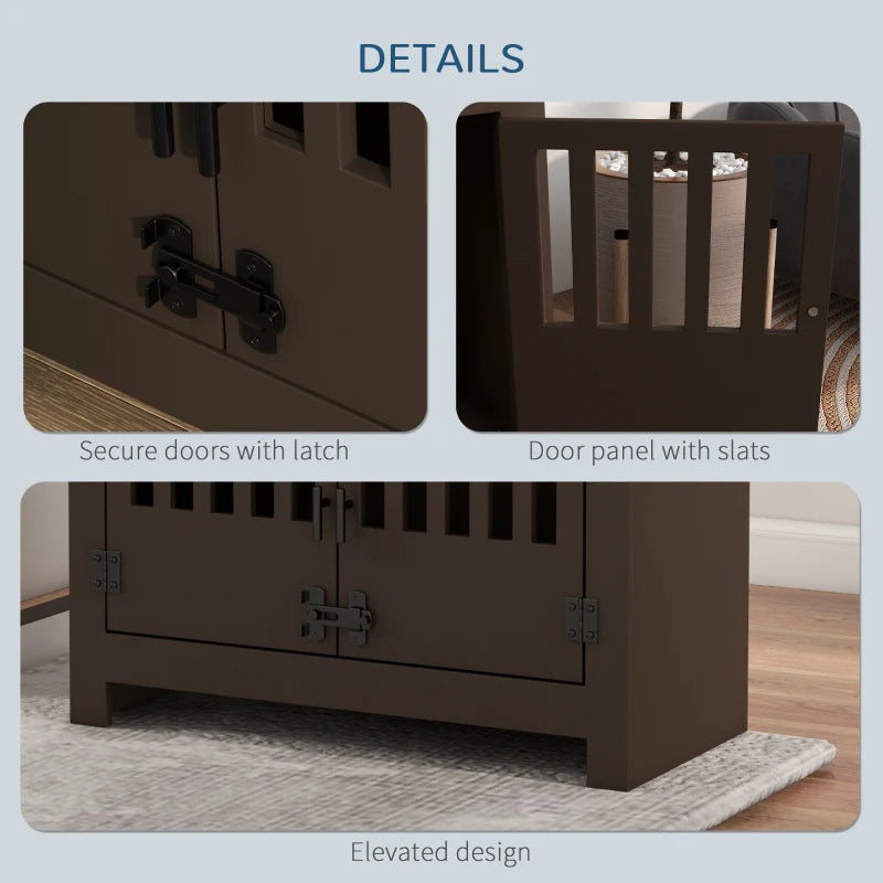 PawHut Dog Food Storage Cabinet With Bowls & Dog Feeding Station, Espresso