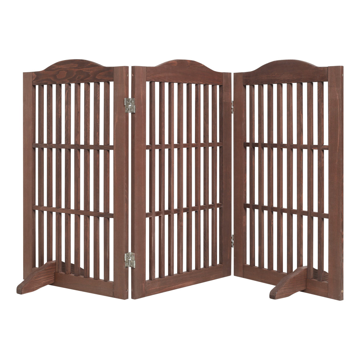 Wooden Freestanding Foldable Pet Gate for Dogs, 30 inch 3 Panels Step Over Fence, Dog Gate for The House, Doorway,