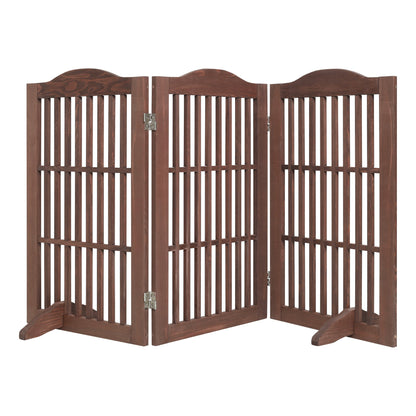 Wooden Freestanding Foldable Pet Gate for Dogs, 30 inch 3 Panels Step Over Fence, Dog Gate for The House, Doorway,