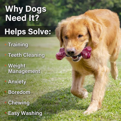 Apasiri Dog Toys for Aggressive Chewers with Bacon Flavor: 8" Indestructible Chew Bones for Large Breeds, Tough Nylon & Rubber Dog Toys Keep Them Busy, Interactive Play - 2-Pack