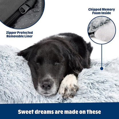 Barkbox Dog Bed, 2-in-1 Memory Foam Donut Cuddler Dog and Cat Bed, Calming Orthopedic Joint Relief Fur Crate Lounger for Pets, Machine Washable + Removable Cover, Waterproof Lining, Includes Toy | Calming Orthopedic Joint Relief Crate Lounger for Pets,...