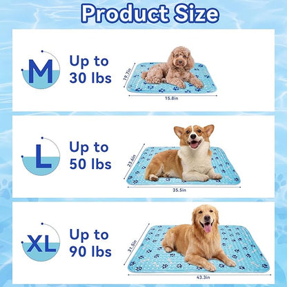 Pet Cooling Gel Pad with Patent Technology, 44in Dog Cooling Mat for Summer, Self Cooling Mat for Large/Medium/Small Dogs, Non-Slip Waterproof Durable Mat for Dog Beds, Car, Indoor & Outdoor Use
