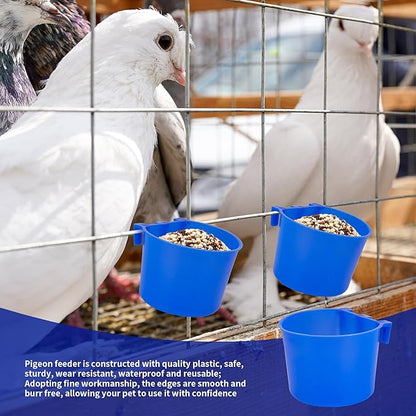 40 Pcs Cage Cups Birds Feeders Bird Water Dispenser Hanging Quail Waterer Plastic Chicken Feeding Watering Dish for Small Coop Parrot Parakeet PET Poultry Pigeon Gamefowl Food Seed Bowl Supplies(Blue)