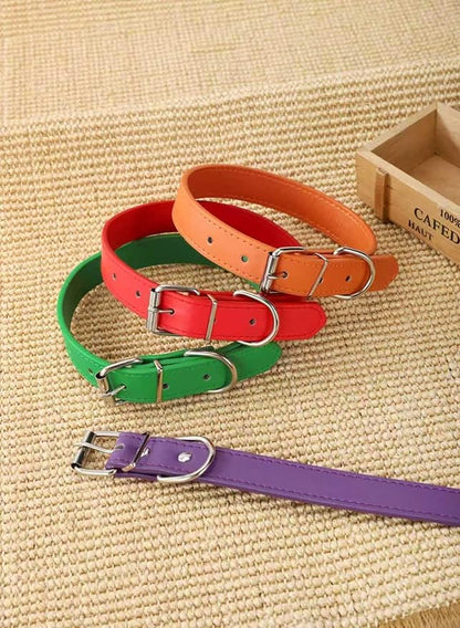 Purple Soft Leather Dog Collar for Small,Medium, Large Dog, Comfortable and Adjustable (Wide: 0.95'' for Dog's Neck: 13''~18'', Purple, L)
