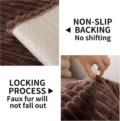 HAOMAIJIA Waterproof Couch Cover for Dogs Washable,Faux Fur Pet Couch Covers for Sofa,Soft Dog Bed Cover Non-Slip Couch Covers for 3 Cushion Couch Sofa Pet Friendly (Brown, 35" x 62" 1 Pack)