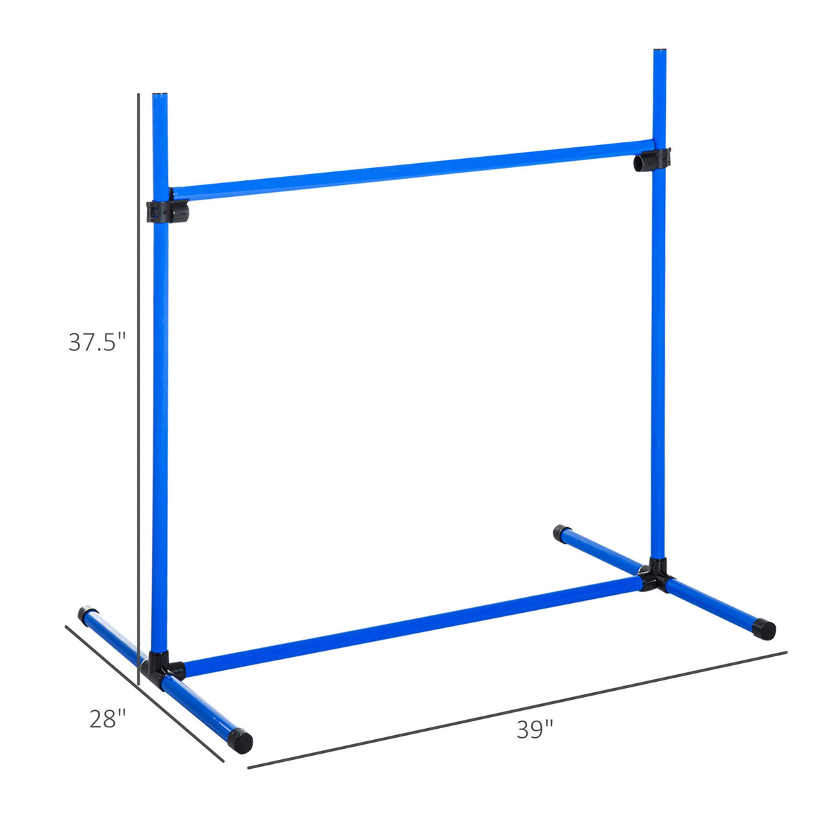4 Piece Dog Agility Starter Kit with Adjustable Height Jump Bars, Included Carry Bag & Displacing Top Bar - Blue