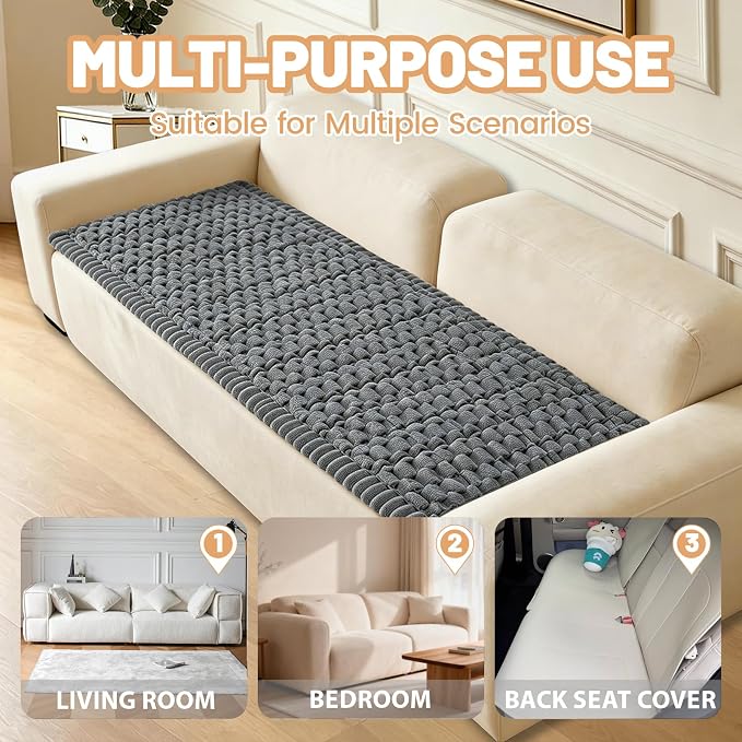Couch Cover for Dogs Washable,Non Slip Fuzzy Durable Pet Friendly Cozy | Soft Slipcovers for 3 Cushion Sofa Cover,Plush Thick Protector Fits Mat Bed Leather & Fabric Couches (Grey 27.6"x82.7")