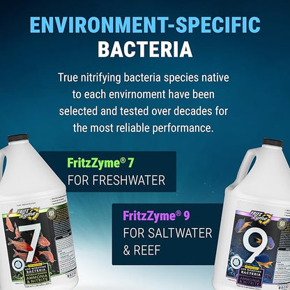 Fritz Aquatics FritzZyme 7 Live Nitrifying Bacteria Naturally Removes Amonia & Nitrite for Freshwater Fish (1-Gallon)