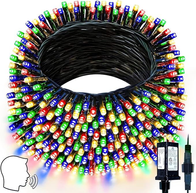 Voice Controlled Smart Christmas Lights Outdoor, 75.8ft 200 LED Extendable String Lights with 7 Voice Commands, 12 Modes & Timer, Waterproof Christmas Decorations for Party Tree Garden(Multicolor)