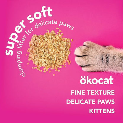 ökocat Super Soft Wood Clumping Cat Litter, Unscented, 15.8 pounds - Natural Ingredients, Stops Odor, Clumps Solid, 99% Dust Free, Great for All Cats, Sensitive Paws, Kittens