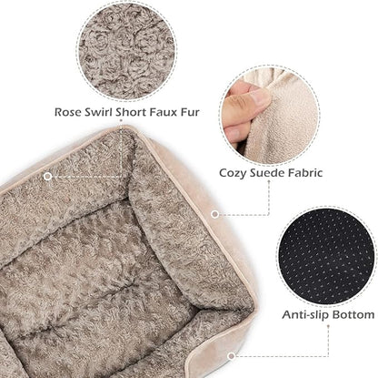 XX-Large Dog Bed for Large, Medium, Small Dogs - Rectangle, Washable, Orthopedic, Soft, Calming, Durable Pet Cuddler with Anti-Slip Bottom - XXL (42"x30"x10")