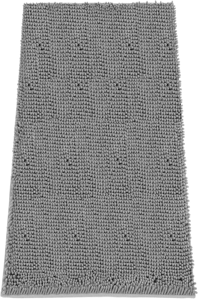 Absorbent Dog Door Mat for Muddy Paws, 60" x 30" Chenille Indoor Mats for Entryway, Trap Dirt Front Door Mat Indoor Entrance Washable Non Slip Soft Light Grey