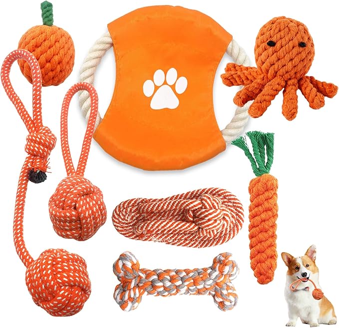 Dog Rope Toy, 8 Pack Cotton Chew Rope Toys for Dogs, Puppy Chew Toys for Teething & Boredom Relief, Tug of War Dog Toy for Small Breed Puppies