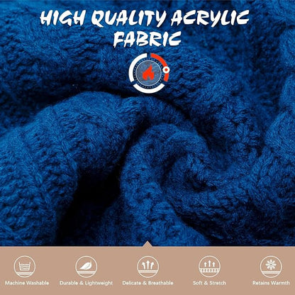 BINGPET Thermal Knitted Dog Sweater for Small Medium Large Dogs,Winter Dog Cat Coat Warm Sweartershirts Outfits,Classic Cable Knit Turtleneck Pullover Dog Jumper Coat Warm Sweartershirts(Blue,SM)