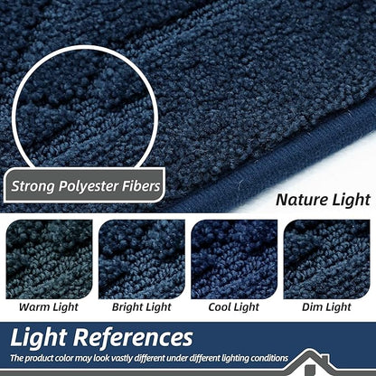 BEQHAUSE Dirt Trapper Door Mat 32" x 72", Doormat Non-Slip Entryway Rugs Washable, Dog Door Mat Stain Resistant and Absorbent Welcome Floor Mat for Front Back Door, Mud Wet Shoes & Paws, Navy Blue