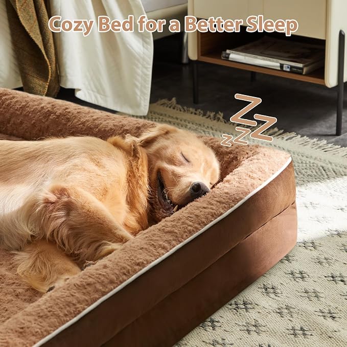 WNPETHOME Orthopedic Washable Dog Bed Large for Senior Dog Cozy Sleep | Waterproof Big Soft Dog Couch Sofa Bed for Dogs Relax with Removable Cover Supportive Comfort Pet Bed Brown 36x27 Inch