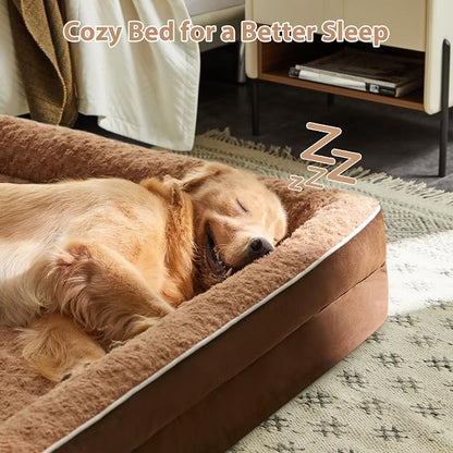 WNPETHOME Orthopedic Washable Dog Bed Large for Senior Dog Cozy Sleep | Waterproof Big Soft Dog Couch Sofa Bed for Dogs Relax with Removable Cover Supportive Comfort Pet Bed Brown 36x27 Inch