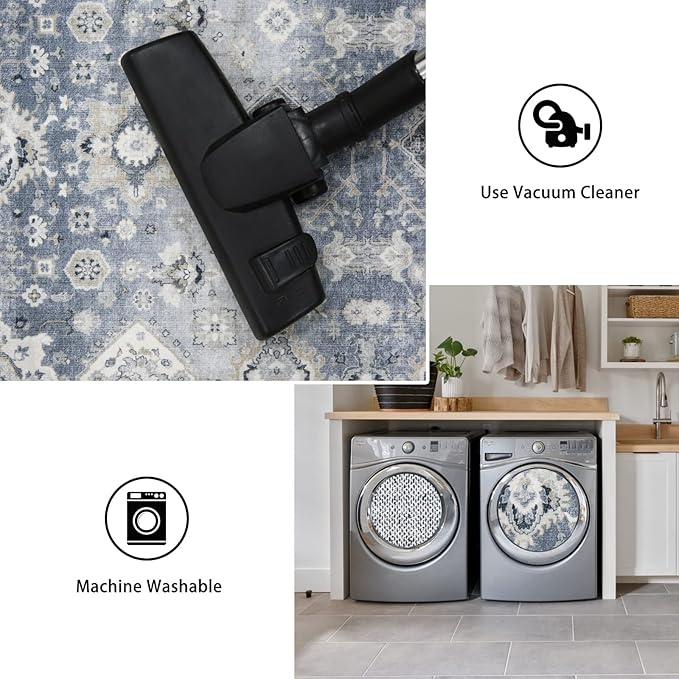 3x12 Washable Hallway Runner Rug: Oriental Long Ultra Soft Runners for Kitchen Entry Thin Non Slip Bathroom Nursery Floor Mat Water Resistant Low Pile 12ft Carpet for Living Room Bedroom (Grey,3x12)