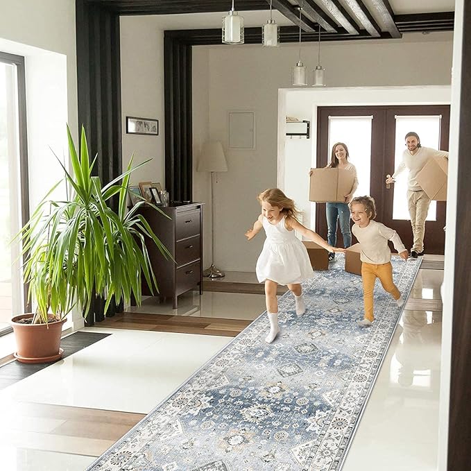 HY HAO YUN LAI Non Slip Runners for Hallways,Washable,Long Ultra Soft Kitchen Runner Rug,Non Shedding for Accent Farmhouse (Grey, 2 X 12)