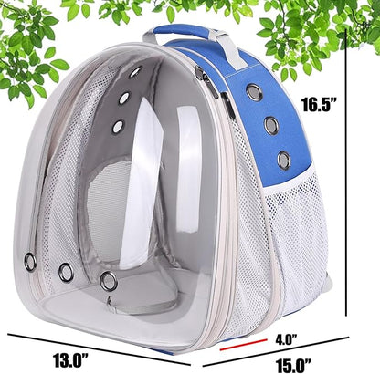 Front Expandable Cat Backpack Carrier, Fit up to 20 lbs, Space Capsule Astronaut Bubble Window Pet Backpack to Carry and Transport Large Cat and Small Puppy Blue