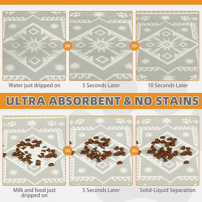 KOOLTAIL Dog Food Mat, Absorbent Pet Feeding Mat for Food and Water Bowls, Placement Pad for Floors with Waterproof Rubber Backing, Quick Dry Water Dispenser Mat for Dogs Puppy Cats, Large, 17"x28"