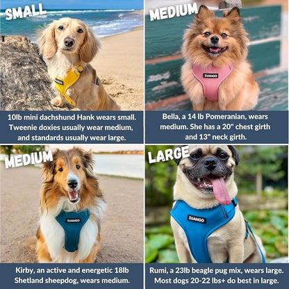 Adventure Dog Harness - Stylish and Durable Large Dog Harness for Outdoor Adventures and Everyday Wear - Red Neoprene Adjustable Harness for Dogs with Reflective Piping, Solid Brass D-Ring
