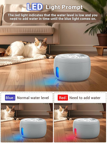 Kastty 3.5L/118 oz Quiet Cat Water Fountain, Large Capacity Pet Water Fountain for Cats Indoor Water Level LED Light Multi-Filtration, Automatic Cat Fountains for Drinking Easy Cleaning FS77(Grey)