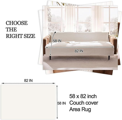 Waterproof Couch Cover for Dogs Non-Slip, Fuzzy Soft Pet Couch Covers for Sofa, Pet Friendly Area Rug Dog Bed Covers Washable Sofa Cover Mat (White, 58" x 82" 1 Pack)