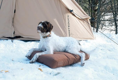 WHITEDUCK Outdoor Dog Bed Heavy-Duty 12oz Canvas, Water-Repellent Cotton, Machine Washable Removable Cover with Full-Length Zipper, Dog Bed for Large Dogs & Crate, (Brown) 35" Lx20 Wx4.3 th (M)