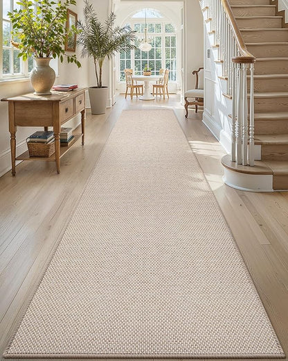 Color&Geometry Front Door Mat Indoor 26"x95", Ultra Non Slip Rubber Backed Dirt Trapper, Low Profile Thin washable, Easy Clean Entry Entryway Rug Door Mat Indoor Entrance, Khaki (Rolled-up NO Creases)