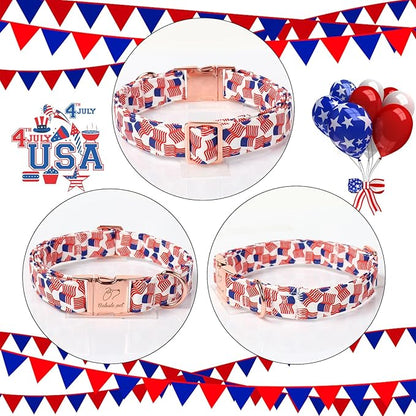 American Flag Dog Collar - 4th of July Dog Dog Collars for Giant Large Dogs, Adjustable Independence Day Metal Buckle Patriotic Dog Collar XL