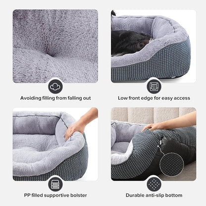 Small Dog Bed Washable Orthopedic Calming Warming Durable Pet Bed with Anti-Slip Bottom