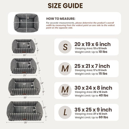 Dog Beds Large Sized Dog,Rectangle Orthopedic Pet Bed for Large Dog, Comfort Fluffy Memory Foam Dog Beds with Anti-Slip Bottom,Grey(35x25x9inchs)