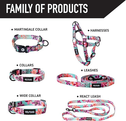 Wolfgang Heavy Duty, Adjustable Dog Collar with Quick Release Nylon Buckle for Walking & Training, DigiFloral Print, Small