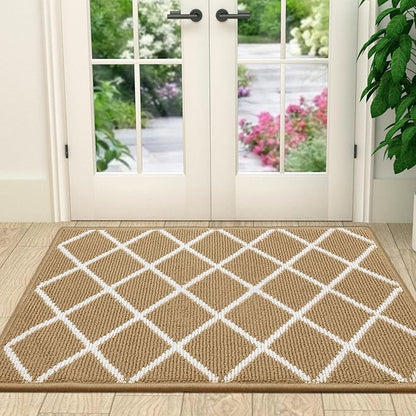 Finchitty Indoor Door Mat, Dirt Resistant and Absorbent, Low-Profile, Non-Slip, Washable Inside Floor Mats for Front Door, Back, and Entrance, 36" x 24", Beige
