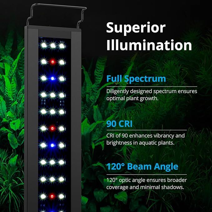 NICREW C10 Plants LED Aquarium Light, 48-60 in, 32 Watts, Full Spectrum Fish Tank Light with Timer, Day and Night Cycle, Brightness Adjustable